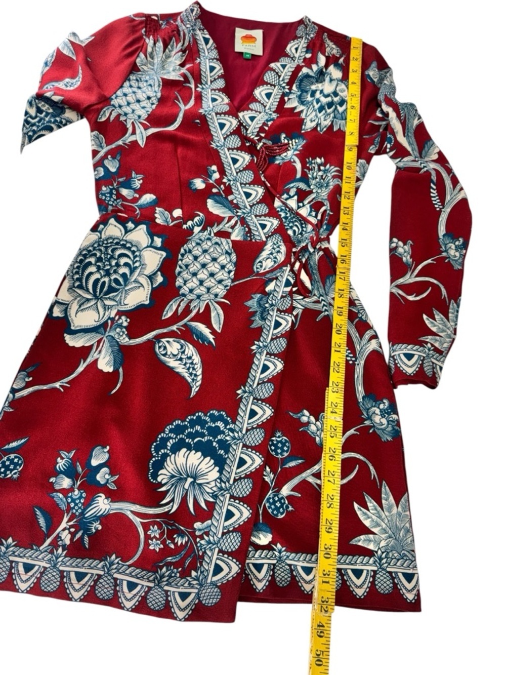 Farm rio .Tropical Landing Red Wrap Mini Dress - Picture 9 of 16
